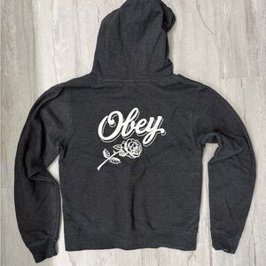 Obey Charcoal Hoodie with Rose Logo
